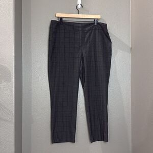 Ann Taylor Factory Black Windowpane Plaid Pull On Ankle Trouser Pants